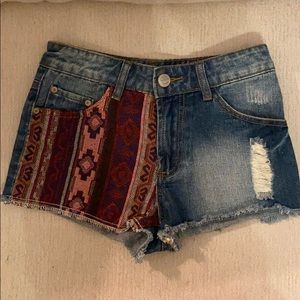 NWT Rare Glamorous Patchwork Denim Cutoff Shorts